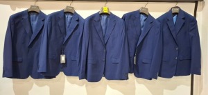 5 X BRAND NEW DAN JOHN SUIT BLAZERS IN NAVY BLUE IN SIZES 60 , 52 , 56 , AND 58 - RRP EACH £130