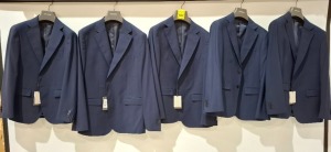 5 X BRAND NEW DAN JOHN SUIT BLAZERS IN NAVY BLUE IN SIZES 54 , 48 , 52, 60 AND 44 - RRP EACH £130