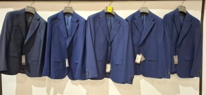 5 X BRAND NEW DAN JOHN SUIT BLAZERS IN NAVY BLUE IN SIZES 58 , 50 , 52 , 54 , 44 - RRP EACH £130