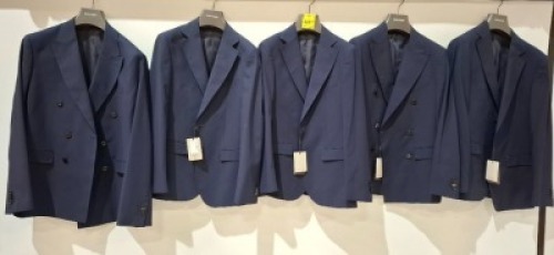 5 X BRAND NEW DAN JOHN SUIT BLAZERS IN NAVY BLUE IN SIZES 46 , 44 , 52 , 48 , AND 56 - RRP EACH &pound;130