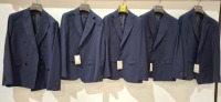5 X BRAND NEW DAN JOHN SUIT BLAZERS IN NAVY BLUE IN SIZES 46 , 44 , 52 , 48 , AND 56 - RRP EACH &pound;130