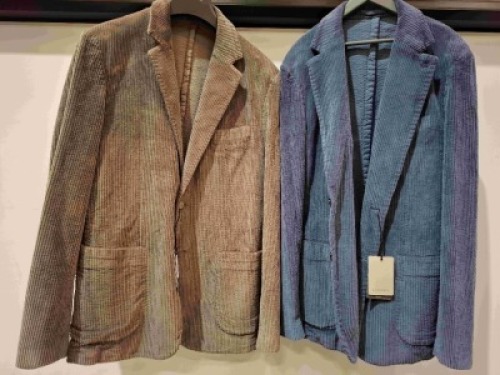 5 X BRAND NEW MIXED DAN JOHN SUIT BLAZERS LOT TO INCLUDE 3 X LIGHT BLUE IN SIZES 44,46,54 , 2X IN BROWN IN SIZES 44,56 - RRP EACH &pound;130