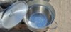 LARGE SELECTION OF STAINLESS STEEL KITCHEN PRODUCTS - COOKING POTS, COLANDERS, BOWLS & OVEN TRAYS ON A PALLET PLUS A MOBILE TROLLEY. NOTE: INCLUDES 18 X BRAND NEW BAIN MARIE LIDDED POTS (TOTA ORIG RRP &pound;1200+) - 3
