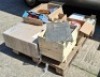 MISC LOT FROM A CATERING COMPANY ON A PALLET INC. FULL CRATE OF STAINLESS STEEL DRIP TRAYS. AIR DUSTER GUNS, LED LIGHTING, GLOVES, CHEF COATS, CHOPPING BOARDS, FLAT PACK BOXES ETC.