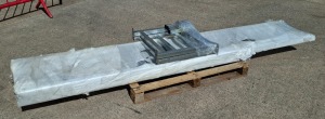 STAINLESS STEEL ROLLER CONVEYOR ASSEMBLY (BRAND NEW STILL WRAPPED) CONSISTING - 3M X 0.5M ROLLER BED 2M X 0.5M ROLLER BED 2 X 0.6M HIGH BED SUPPORTS 4 X 0.28M LONG SUPPORT EXTENDERS