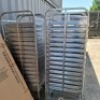 6 X ALUMINIUM / STAINLESS STEEL FOOD / BAKING RACKS / TROLLIES IE. 4 X ASSMEBLED TROLLIES 53 X STAINLESS STEEL TRAYS 2 X BRAND NEW TROLLIES - 3