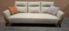 1 X LINSY THREE - SEATER SOFA WITH STORAGE POCKETS ON BOTH SIDES IN BROWN AND BEIGE IN SIZE L 220 X D 90 X H 93 ( MODEL NUMBER S0P8-A ) (NOTE EX DISPLAY )