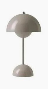 2 X BRAND NEW IN BOXES LOT CONTAINING 1 FLOWERPOT VP9 VERNER PANTON 1968 PORTABLE LAMP AND 1 FLOWERPOT PORTABLE LAMP VP9 GREY BEIGE IN TWO BOXES