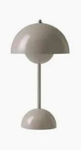 2 X BRAND NEW IN BOXES LOT CONTAINING 1 FLOWERPOT VP9 VERNER PANTON 1968 PORTABLE LAMP AND 1 FLOWERPOT PORTABLE LAMP VP9 GREY BEIGE IN TWO BOXES