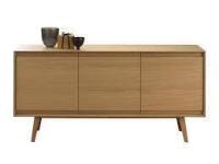1 X BRAND NEW 3 DOOR CREDENZA SIDEBOARD IN OAK IN SIZE L 140 X D 45 X H 79 CM IN TWO BOXES - RRP &pound;680