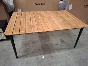 1 X BRAND NEW CANE - LINE CORE TABLE IN SIZE 160 X 100 X 75 CM IN LAVA GREY ALUMINIUM WITH TEAK WOODEN TOP - RRP £2255 - IN ONE BOX