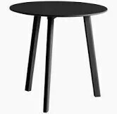 1 X BRAND NEW HAY 3 LEGS ROUND TABLE WATER - BASED LACQUERED SOLID OAK IN BLACK IN SIZE 90 X 75 IN TWO BOXES RRP £739
