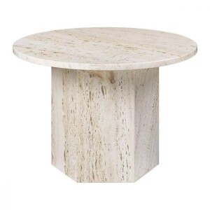 1 X BRAND NEW GUBI EPIC TABLE ROUND SIZE 60 CM IN SILVER TRAVERTINE