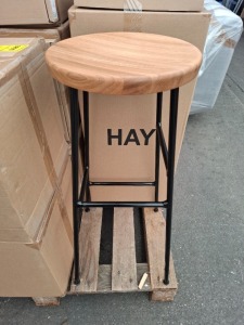 2 X BRAND NEW IN BOX HAY CORNER BAR STOOL IN BLACK IN SIZE 75 H CM - RRP EACH £279 IN TWO BOXES