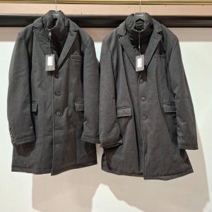 5 X BRAND NEW DAN JOHN COATS IN DARK GREY / BLACK IN SIZES 46 , 48 , 58 , 52 , - RRP EACH £160 - TOTAL RRP £800