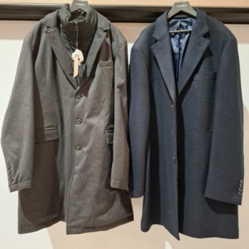 5 X BRAND NEW DAN JOHN COATS 3 IN GREY IN SIZES 46 , 48 , 52 , AND ONE IN BLACK IN SIZE 3XL AND ONE IN NAVY BLUE IN SIZE 54 , - RRP EACH &pound;160 - TOTAL RRP &pound;800