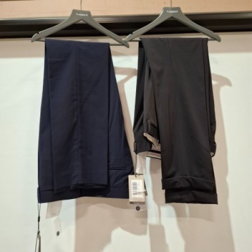 12 X BRAND NEW MIXED DAN JOHN TROUSERS IN BLACK AND BLUE IN VARIOUS SIZES 50 , 52, 46 , 56 , ETC - RRP EACH &pound;60 - TOTAL RRP &pound;720
