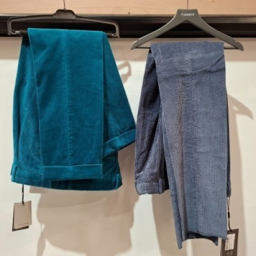 12 X BRAND NEW MIXED DAN JOHN TROUSERS IN VARIOUS COLOURS BLUE AND NAVY BLUE IN VARIOUS SIZES 44 , 52 , 54 , 50 - ETC - RRP EACH &pound;60 - TOTAL RRP &pound;720