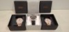 3 X LADIES SPIRIT WATCHES TO INCLUDE, 1 X BLACK FACE AND BLACK STRAP, 2 X SILVER FACE AND GOLD STRAPS.