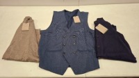 20 X BRAND NEW DAN JOHN MIXED CLOTHING LOT TO INCLUDE WAISTCOAT IN BLUE IN SIZE XXXL , SWEATSHIRT IN BROWN IN XXXL , BUTTONED TURTLENECK JUMPER IN BLUE IN SIZE L ETC IN ONE TRAY (TRAY NOT INCLUDED)