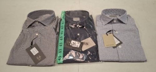 20 X BRAND NEW DAN JOHN MIXED CLOTHING LOT TO INCLUDE TURTLE NECK JUMPER IN WHITE IN SIZE M , SHIRT IN WHITE/BLUE IN SIZE 38 , BLUE JUMPER IN LARGE ETC IN ONE TRAY (NOTE TRAY NOT INCLUDED)
