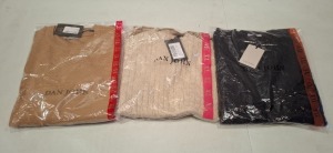 20 X BRAND NEW DAN JOHN MIXED CLOTHING LOT TO INCLUDE SWEATSHIRT IN BROWN IN XXXL , SWEATSHIRT IN GREY IN XXXL , SWEATSHIRT IN CAMEL IN XL ETC IN ONE TRAY (TRAY NOT INCLUDED)