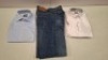 20 X BRAND NEW DAN JOHN MIXED CLOTHING LOT TO INCLUDE SHIRT IN BLUE IN SIZE 42 SLIM , SHIRT IN WHITE IN SIZE 41 , JEANS IN BLUE IN SIZE 44 ETC IN ONE TRAY (TRAYS NOT INCLUDED)