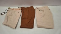 20 X BRAND NEW DAN JOHN MIXED CLOTHING LOT TO INCLUDE SHIRT IN LIGHT BLUE IN SIZE 42 REG , PANTS IN OLIVE IN SIZE 48 , PANTS IN BEIGE IN SIZE 50 ETC IN TWO TRAYS (NOTE - TRAYS NOT INCLUDED)