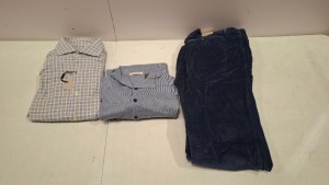 20 X BRAND NEW DAN JOHN MIXED CLOTHING LOT CONTAINING JUMPER IN GREY IN SIZE SMALL,, TURTLE NECK JUMPER IN GREY AND WHITE IN SIZE LARGE, TIES IN NAVY BLUE IN 1 TRAY ETC, (TRAY NOT INCLUDED)