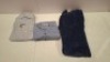 20 X BRAND NEW DAN JOHN MIXED CLOTHING LOT CONTAINING JUMPER IN GREY IN SIZE SMALL,, TURTLE NECK JUMPER IN GREY AND WHITE IN SIZE LARGE, TIES IN NAVY BLUE IN 1 TRAY ETC, (TRAY NOT INCLUDED)