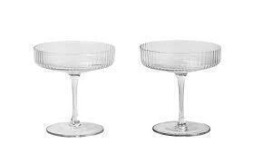 12 X BRAND NEW FERM SET OF 2 RIPPLE CHAMPAGNE SAUCERS IN 12 BOXES - TOTAL RRP &pound;480