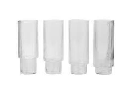 8 X BRAND NEW SETS OF 4 FERM RIPPLE LONG DRINK GLASSES IN 8 BOXES - TOTAL RRP &pound;440