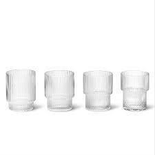 8 X BRAND SETS OF 4 FERM RIPPLE GLASSES IN 8 BOXES - TOTAL RRP £360
