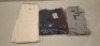 20 X BRAND NEW DAN JOHN MIXED CLOTHING LOT CONTAINING TRACKSUIT BOTTOM TROUSERS IN WHITE AND BROWN IN SIZE LARGE, CHEQUERED SHIRT IN GREY AND BLUE IN SIZE 41 SLIM FIT, JUMPER IN NAVY BLUE IN SIZE XXL ETC, IN 2 TRAYS (TRAYS NOT INCLUDED)