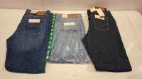 20 X BRAND NEW DAN JOHN JEANS LOT CONTAINING DENIM JEANS IN BLUE IN SIZE 56 , DENIM JEANS IN BLACK IN SIZE 56 , JEANS IN DARK BLUE IN SIZE 56 ET IN ONE TRAY (NOTE TRAY NOT INCLUDED)