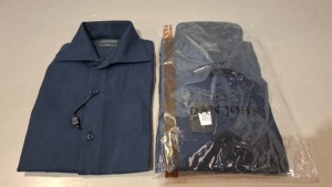 20 X BRAND NEW DAN JOHN SHIRTS IN NAVY IN MIXED SIZES 39,40,41,44 ETC IN ONE TRAY (NOTE - TRAY NOT INCLUDED)