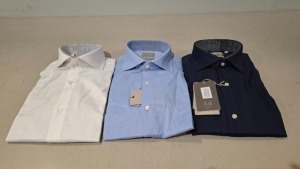 45 X DAN JOHN MIXED SHIRTS IN MIXED COLOURS LIGHT BLUE,WHITE AND NAVY BLUE IN SIZES 36,40,41,42 IN TWO TRAYS (TRAYS NOT INCLUDED)