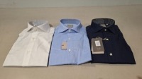 45 X DAN JOHN MIXED SHIRTS IN MIXED COLOURS LIGHT BLUE,WHITE AND NAVY BLUE IN SIZES 36,40,41,42 IN TWO TRAYS (TRAYS NOT INCLUDED)