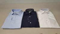 45 X DAN JOHN MIXED SHIRTS IN MIXED COLOURS LIGHT BLUE,WHITE AND NAVY BLUE IN SIZES 36,40,41,42 IN TWO TRAYS (TRAYS NOT INCLUDED)