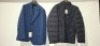 24 X BRAND NEW DAN JOHN MIXED LOT CONTAINING 23 BLAZERS IN MIXED COLOURS AND DESIGNS IE NAVY,LIGHT BLUE AND WHITE AND BLUE IN SIZES 48,50,52,58 , 1 PUFFER JACKET IN NAVY IN SIZE XL ETC OVER 4 RAILS