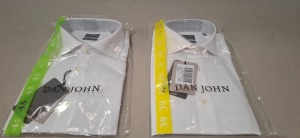 20 X BRAND NEW DAN JOHN WHITE SHIRTS LOT IN SIZES 42, 43, 44 AND 45 IN 1 TRAY (TRAY NOT INCLUDED)