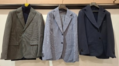 5 X BRAND NEW DAN JOHN BLAZERS LOT TO INCLUDE 3X IN NAVY BLUE IN SIZES XL AND 44 , 1X BLAZER IN LIGHT BLUE IN SIZE XL , AND 1X BLACK/GREY IN SIZE 46 - RRP EACH &pound;130