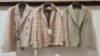 5 X BRAND NEW DAN JOHN BLAZERS LOT TO INCLUDE 2 X IN BROWN CHEQUERED DESIGN IN SIZES 48 AND 50, 2 X IN WHITE AND BROWN IN SIZE 48 AND 50 AND 1 IN BROWN IN SIZE 50 - RRP &pound;130