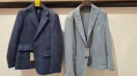 5 X BRAND NEW DAN JOHN BLAZERS LOT TO INCLUDE 3 X IN DARK BLUE IN SIZES 46, 48 AND 50, 2 IN WHITE / BLUE IN SIZES 52 AND 58 - RRP &pound;130