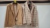 5 X BRAND NEW DAN JOHN BLAZERS LOT TO INCLUDE 3 X IN BROWN IN SIZES 46, 52 AND 54, 2 X BROWN WITH CHEQUERED PATTERN IN SIZE 50 AND 56 - RRP &pound;130