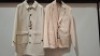 5 X BRAND NEW DAN JOHN MIXED LOT TO INCLUDE 3 X TRENCH COATS IN WHITE IN SIZE 48, 52 AND 54 AND 2 X BLAZERS IN CREAM IN SIZES 56 AND 58 - RRP &pound;130