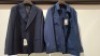 5 X BRAND NEW DAN JOHN MIXED LOT CONTAINING 2 X BLAZERS WITH PANTS IN NAVY IN SIZES 46 AND 50, 1 X BLAZER IN NAVY IN SIZE 54, 2 X NAVY JACKETS IN SIZES 2XL AND 3XL