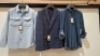 5 X BRAND NEW DAN JOHN MIXED LOT CONTAINING 2 X BLAZERS IN DARK BLUE IN SIZES 48 AND 50, 2 X DENIM LONG-SLEEVED SHIRTS IN SIZES 39 AND 40, 1 X JACKET IN SKY BLUE IN SIZE L