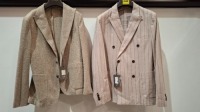 5 X BRAND NEW DAN JOHN BLAZERS LOT TO INCLUDE 3 X IN LIGHT BROWN IN SIZES 46, 48 AND 50, 2 X IN BROWN IN SIZES 54 AND 56 - RRP &pound;130