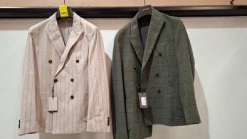 5 X BRAND NEW DAN JOHN BLAZERS LOT TO INCLUDE 4 X IN MOSS GREEN IN SIZES 50, 52, 54 AND 56, 1 X IN BROWN IN SIZE 52 - RRP - &pound;130